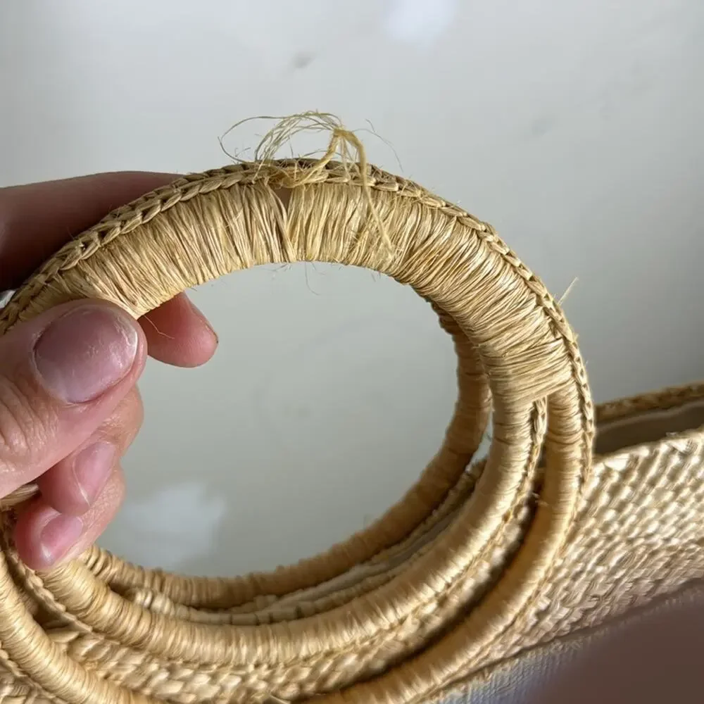St. John's Bay Cream Rattan Woven Ocean Design Handbag